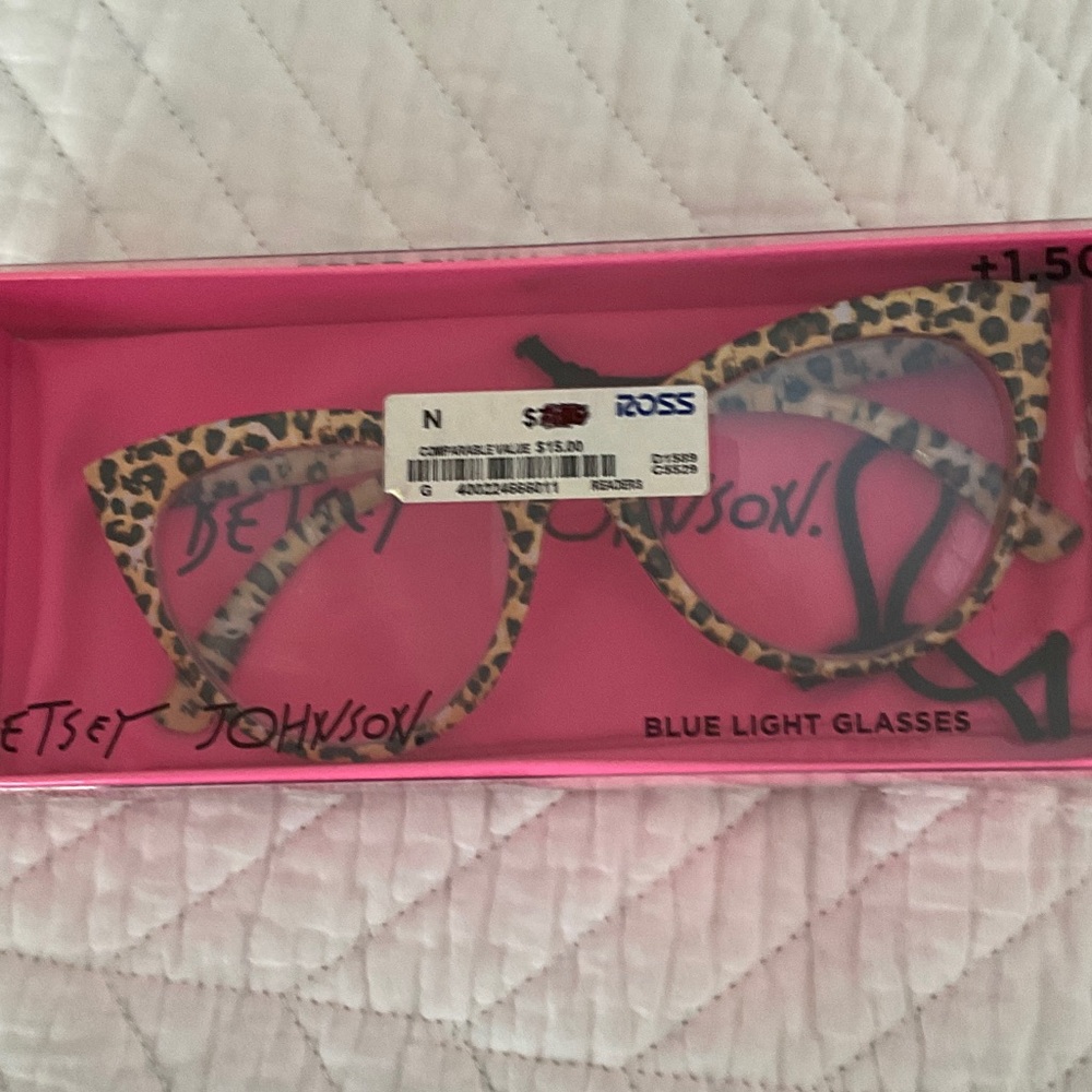Betsey Johnson Leopard Print Blue Light Glasses